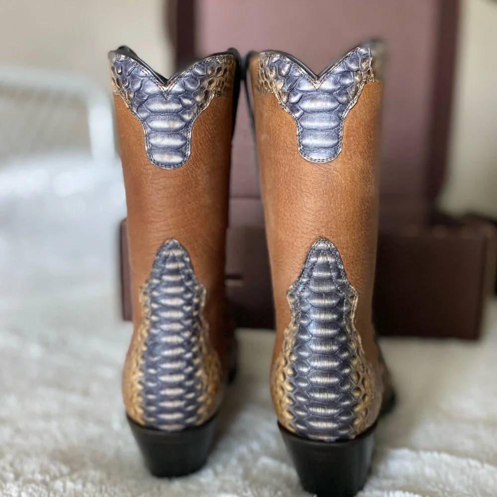 Pinto Ranch Tri Color Python Boots - Picture 2 of 10